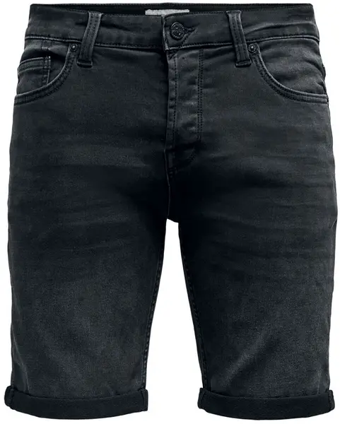 Image of Only & Sons Black Ply Jog 8581 Pim Denim Shorts Black Male XL 209331UK