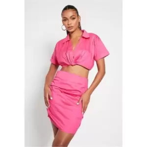Image of I Saw It First Pink Cropped Short Sleeve Boxy Shirt Co-Ord - Pink