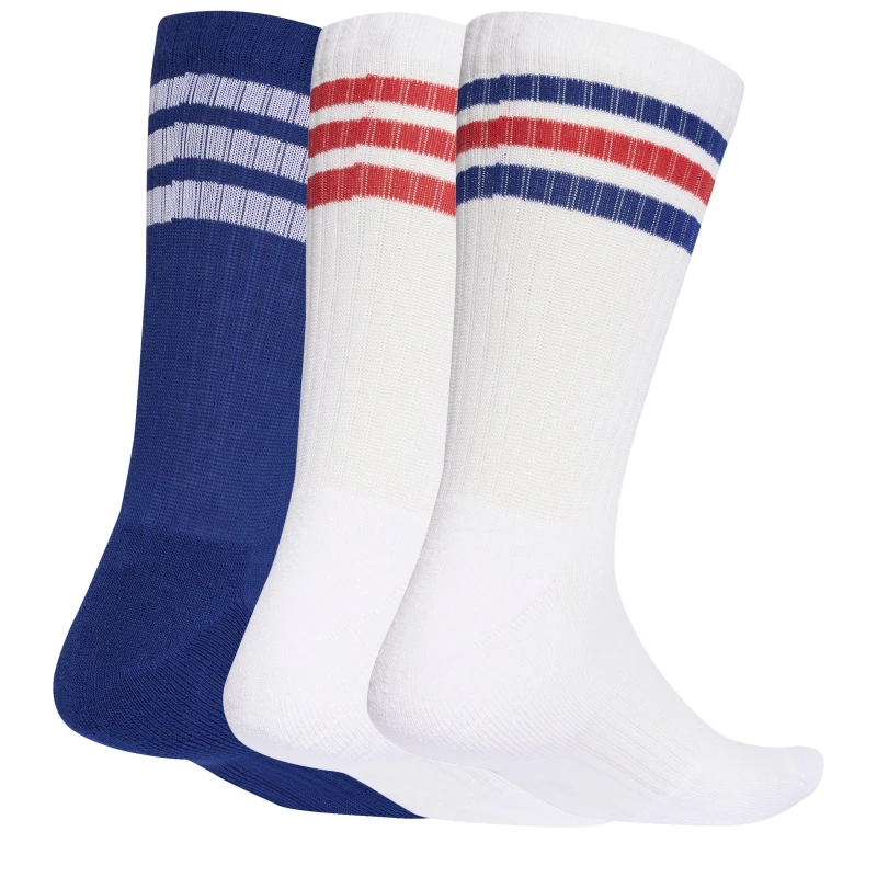 Image of adidas 3 Pack Crew Socks Adults White/Navy/Red unisex M 6.5-8