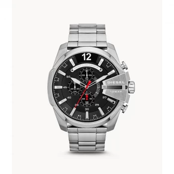 Image of Diesel Mens Mega Chief Chronograph Stainless Steel Watch - Silver