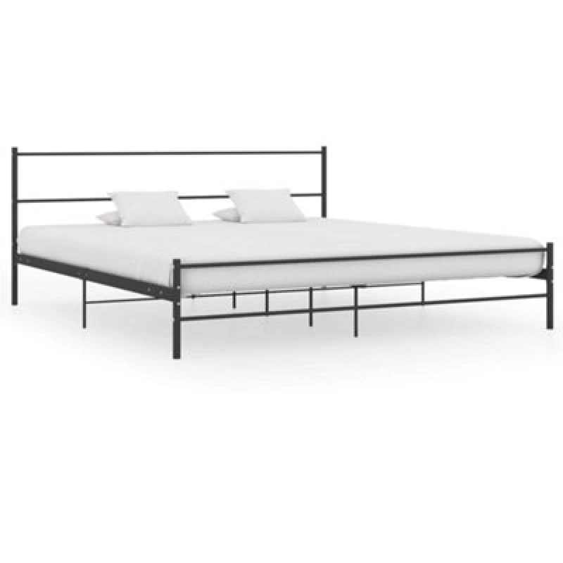 Image of vidaXL Bed Frame Black Metal 6FT Super King Double Base Bedroom Furniture