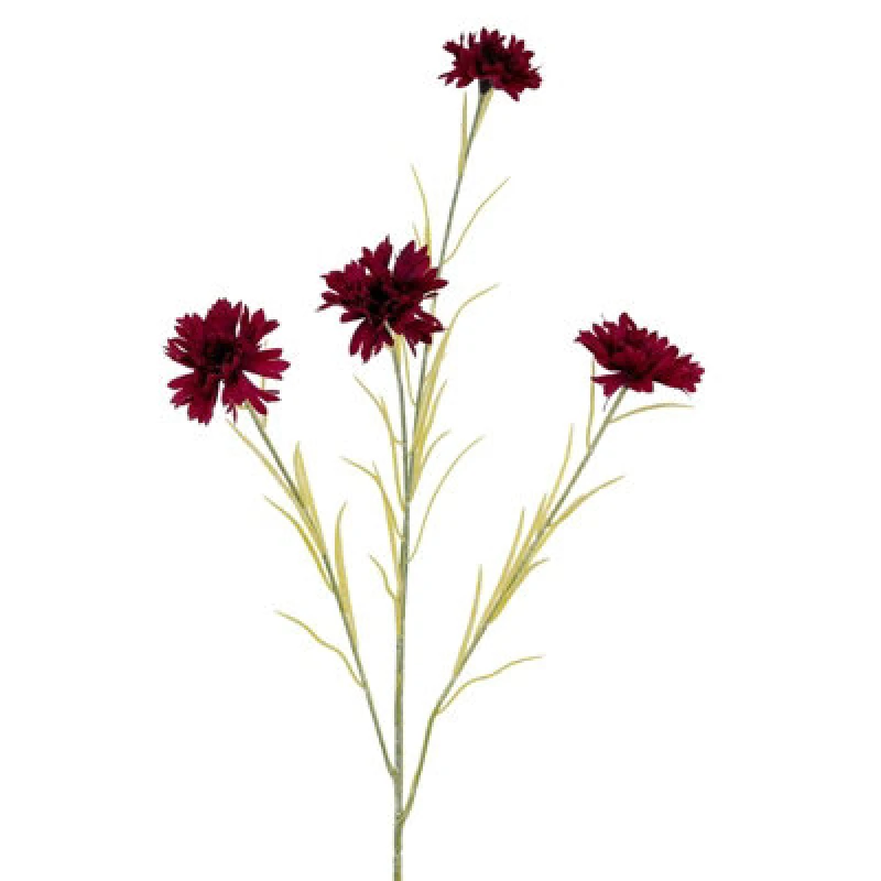 Image of Hill Interiors Cornflower Artificial Plant Burgundy (One Size)