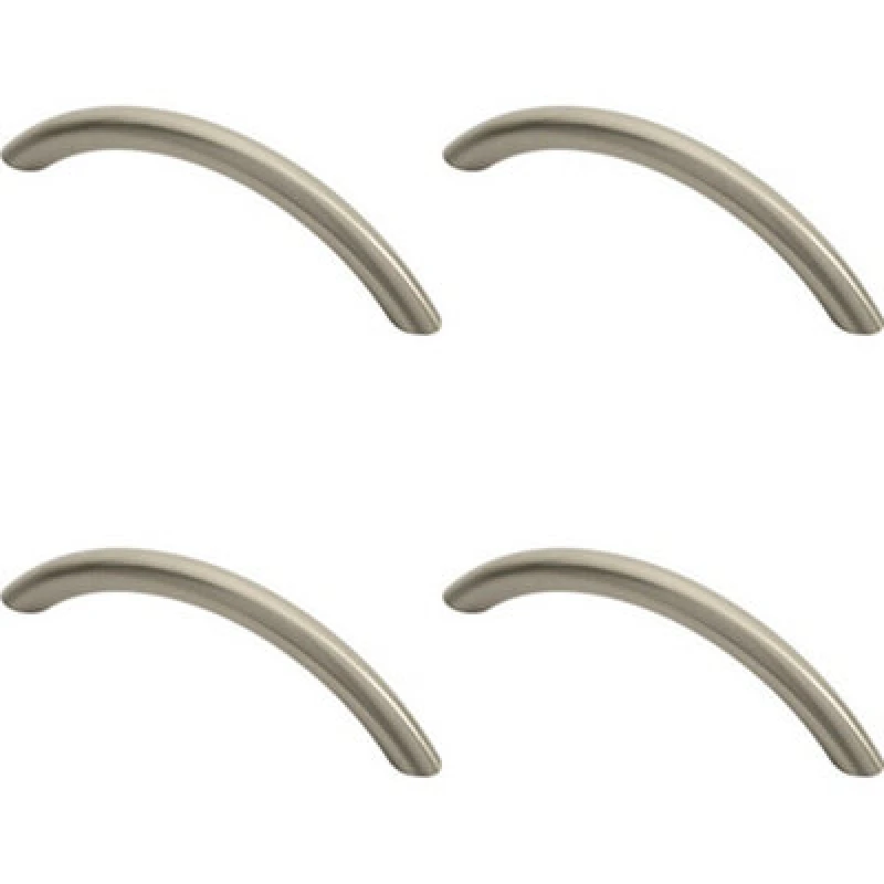Image of Loops 4x Curved Bow Cabinet Pull Handle 119 x 10mm 96mm Fixing Centres Satin Nickel Metallics unisex