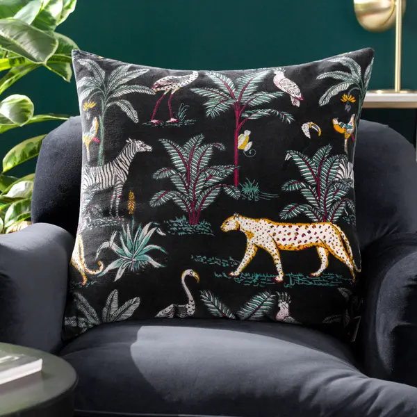 Image of Wilds Cushion Black / 55 x 55cm / Polyester Filled