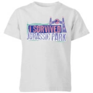 Image of Jurassic Park I Survived Jurassic Park Kids T-Shirt - Grey - 3-4 Years