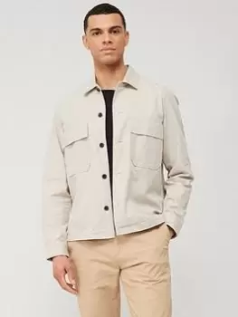 Image of Calvin Klein Cotton Nylon Overshirt, Beige, Size S, Men