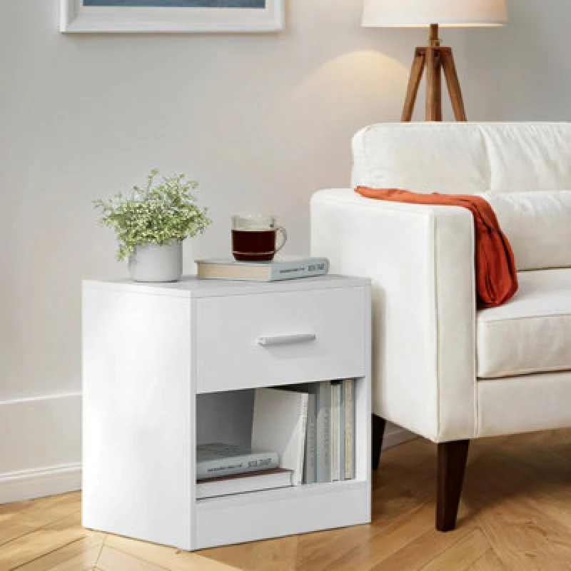 Image of Ledrem Nightstands, Set Of 2, Side Tables With Drawer And Shelf, Bedside Tables, End Tables With Open Compartment, For Bedroom