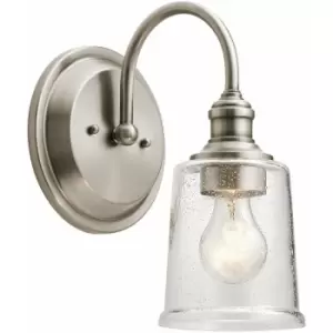 Image of Loops - Wall Light Arched Arm Clear Seeded Glass Downlight Classic Pewter LED E27 60W