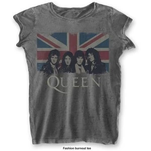 Image of Queen - Vintage Union Jack Womens Large T-Shirt - Grey