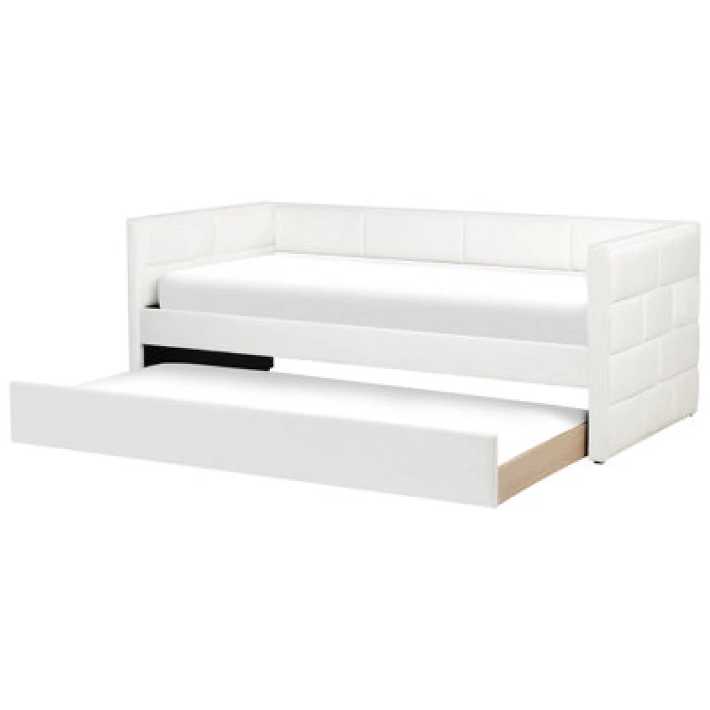 Image of Beliani Trundle Bed Velvet Chavonne 90 X 200 Cm (Eu Single) Off-White