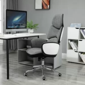 Image of Vinsetto Desk Chair Padded Linen Ergonomics Height Adjustable Office Chair High-Back White/Grey