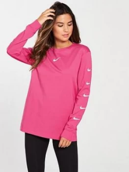 Image of Nike Sportswear Swoosh Long Sleeve Top Pink Size L Women