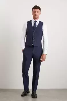 Image of Slim Fit Navy Marl Waistcoat