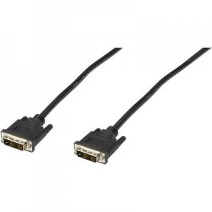 Image of Digitus DVI Cable 2m screwable, incl. ferrite core Black [1x DVI plug 19-pin - 1x DVI plug 19-pin]