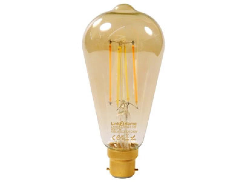Image of LINK2HOME WiFi LED bc B22 Pear Filament Dimmable Bulb, White 470 lm 4.5W - Link2home LTHFEB22P5W