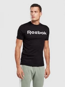 Image of Reebok Linear Logo T-Shirt, Black/White, Size L, Men
