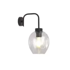 Image of Lukka Black Dome Wall Lamp with Clear Glass Shades, 1x E27