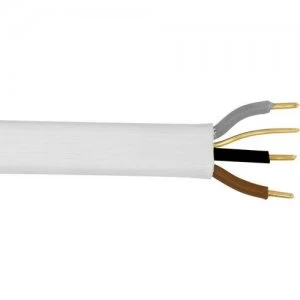Image of Zexum White 2.5mm 24A Brown Black Grey Three Core and Earth 6243B Flat LSZH Low Smoke Zero Halogen Harmonised Lighting Power Cable - 10 Meter
