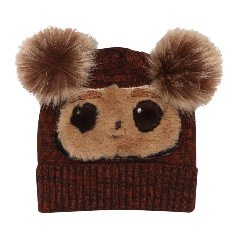 Image of Gremlins Gremlins Men Gizmo Face Fluffy Beanie in Brown Brown One Size Male 5063652199091