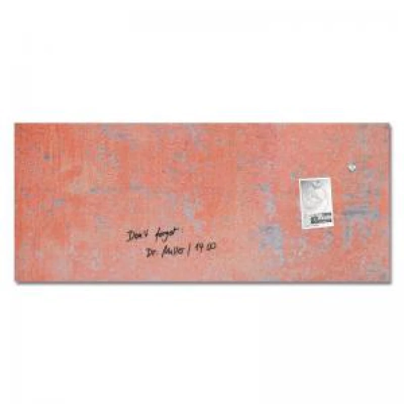 Image of Wall Mounted Magnetic Glass Board 1300x550x18mm - Red Wall Matt