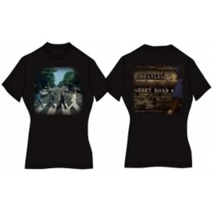 Image of Abbey Road Ladies Black Vintage Print TShirt: Small