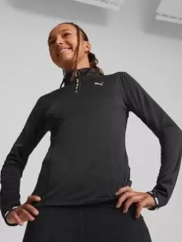 Image of Puma Girls Runtrain Strong 1/4 Zip - Black, Size 11-12 Years, Women