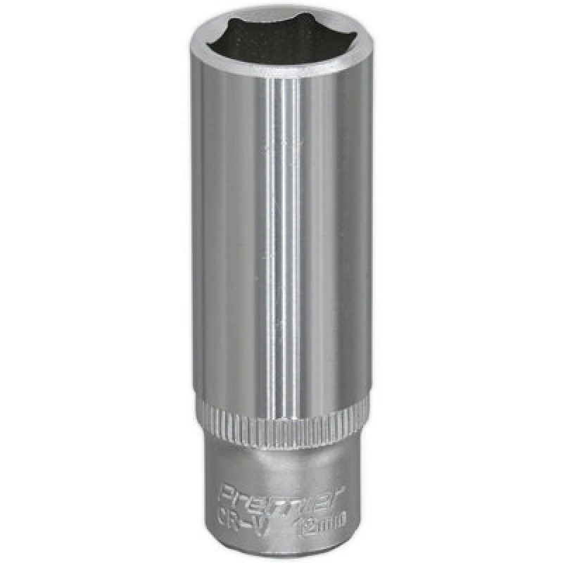 Image of Loops 12mm Forged Steel Deep Drive Socket 1/4" Square Drive Chrome Vanadium Socket Metallics