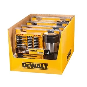 Image of DEWALT 4 x Mixed Drill/Screwdriver Bit Set 26 Piece + Thermal Travel Mug