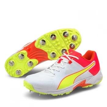 Image of Puma 19.1 Spike Cricket Shoes Mens - White/Yellow