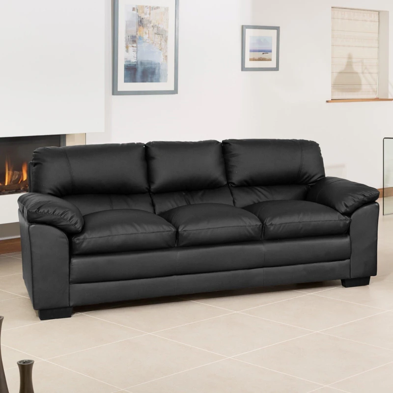 Image of Artemis Home Genoa 3 Seat Sofa in Black Unisex