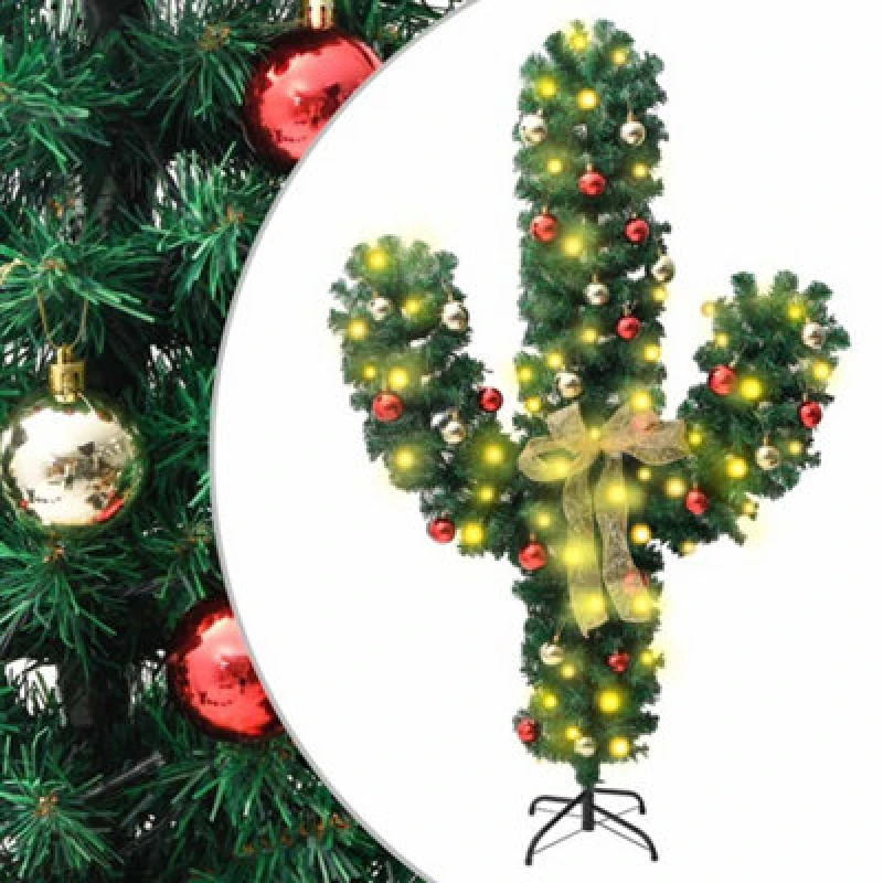 Image of VIDAXL Christmas Cactus with Stand and LED Green 150cm PVC vidaXL 8720287021254