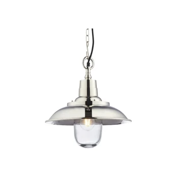 Image of Endon Collection Lighting - Endon Lighting Langley - Pendant Bright Nickel Plate & Clear Glass 1 Light Dimmable IP20 - E27