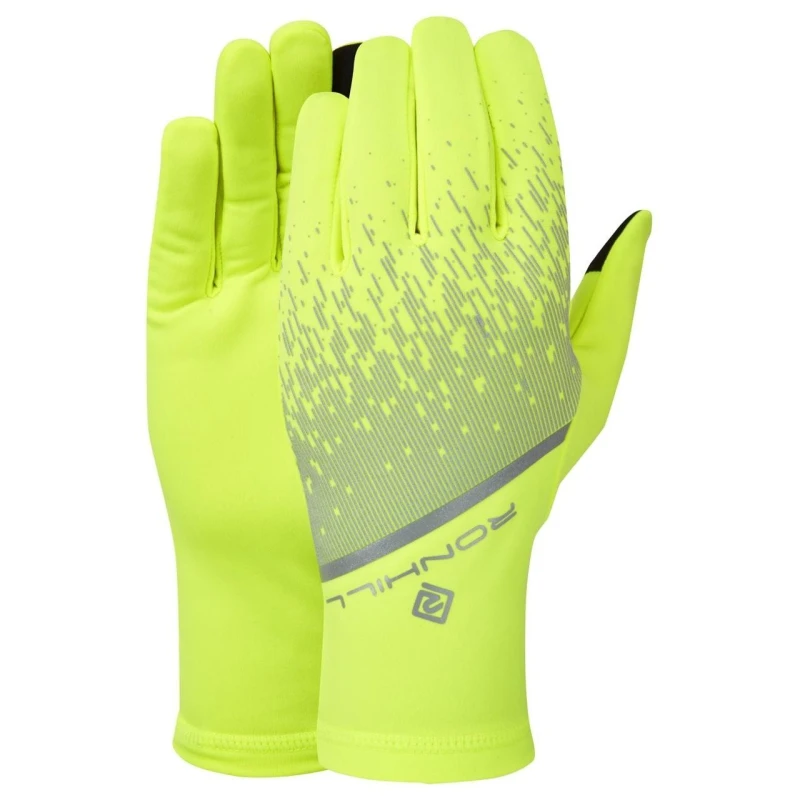 Image of Ronhill Mens Reflective Logo Glove in Yellow Size: Small Yellow Male S