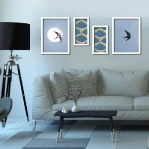 Image of 4P3040BCT002 Multicolor Decorative Framed MDF Painting (4 Pieces)