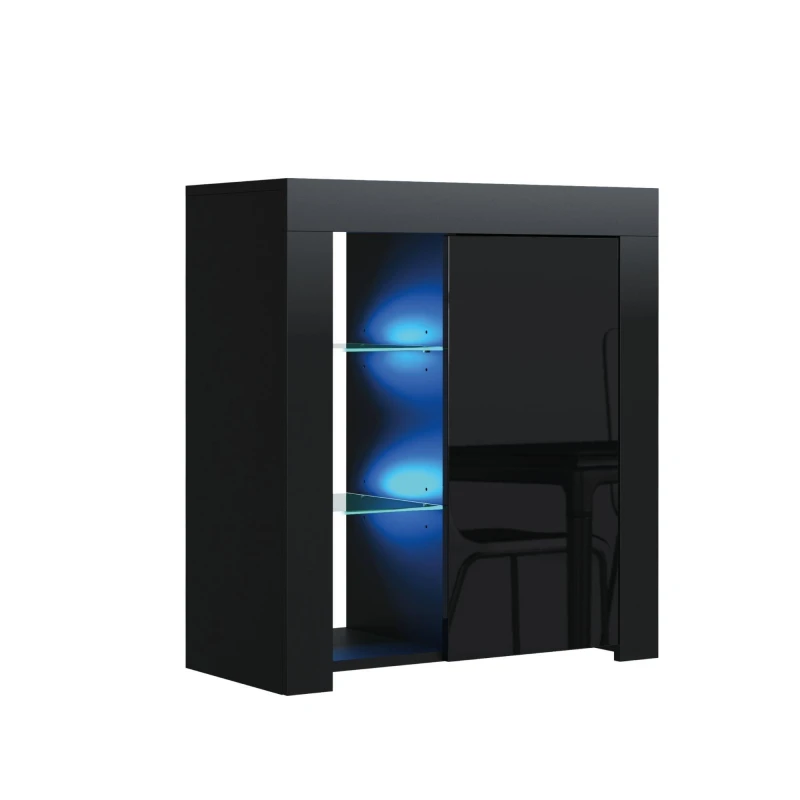 Image of Mex Furniture LTD Sideboard with LED Lighting & Gloss Doors / 83cm in Black Unisex