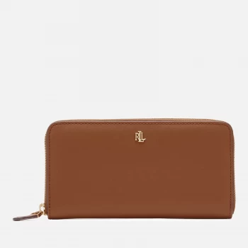 Image of Lauren Ralph Lauren Womens Zip Large Continental Wallet - Lauren Tan/Monarch Orange