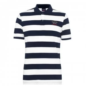 Image of Paul And Shark Crew Basic Stripe Polo Shirt - White/Navy