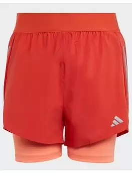 Image of adidas Two-in-one Aeroready Woven Running Shorts - Orange, Size 7-8 Years