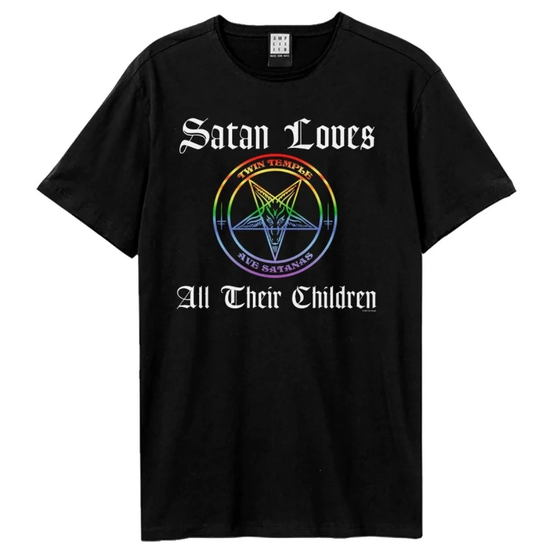 Image of Amplified Amplified Men Satan Love All Their Children Twin Temple T-Shirt in Black Size: X-Small Black XS Male 5063852070589