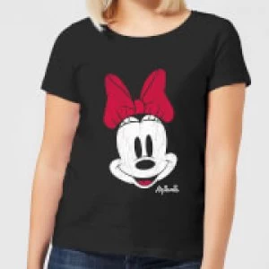 Image of Disney Mickey Mouse Minnie Face Womens T-Shirt - Black