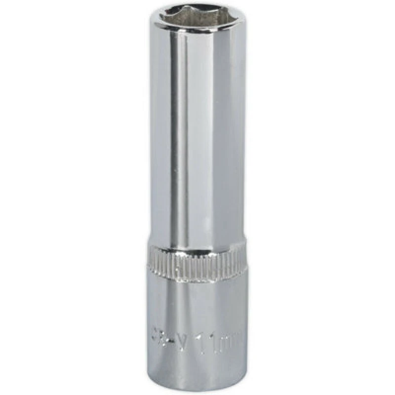 Image of Loops 11mm Forged Steel DEEP Drive Socket - 3/8" Square Drive Polished Chrome Vanadium Metallics