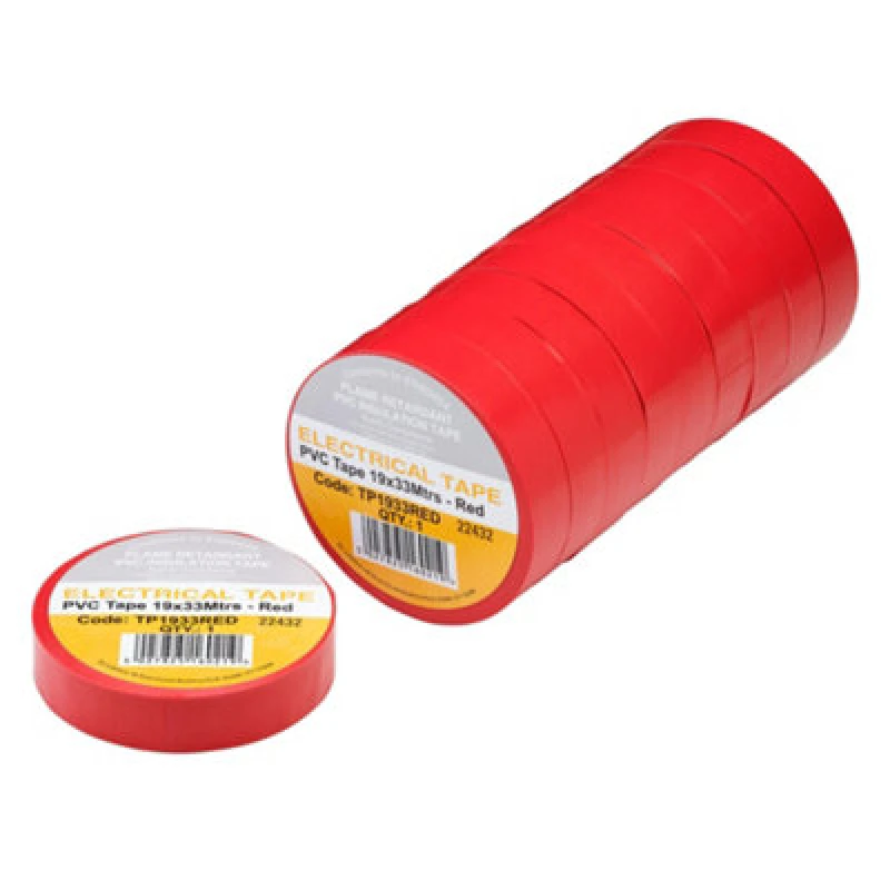 Image of Draper PVC Electrical Insulation Tape Pack of 10 Red 19mm 33m TP1933RED