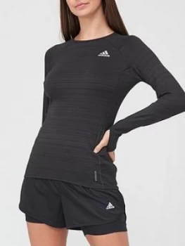 Image of adidas Run It Long Sleeve Runner Top - Black, Size XL, Women