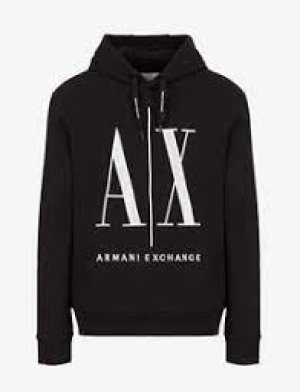 Image of Armani Exchange Centre Logo Hoodie Black Size XL Men