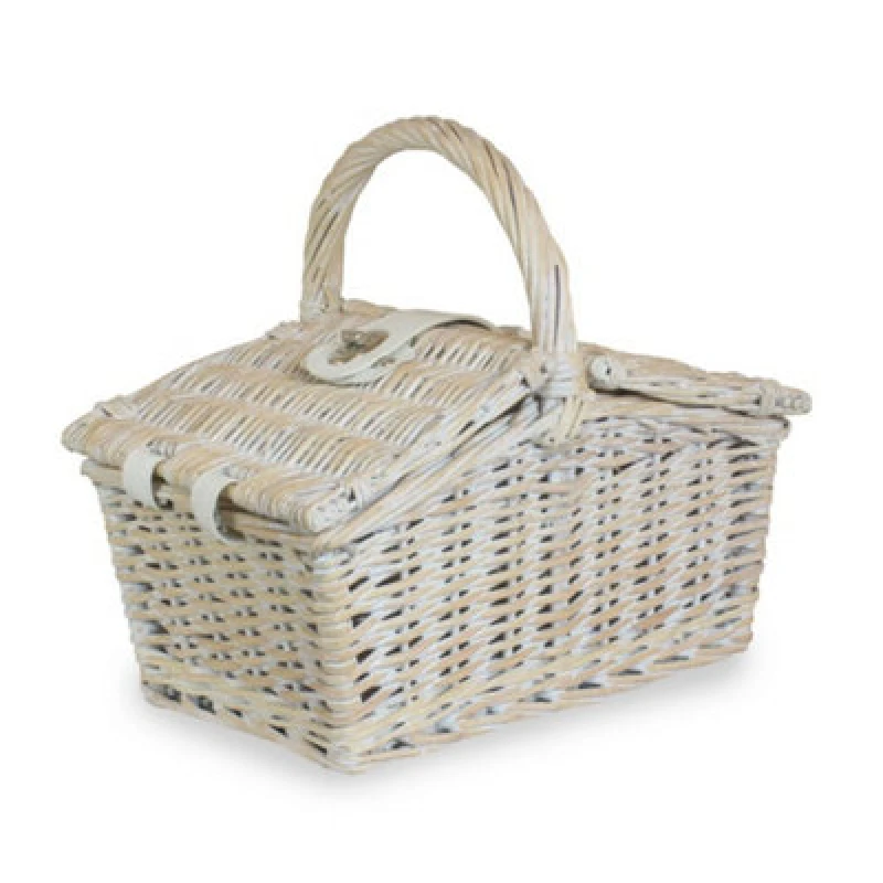Image of Red Hamper Wicker Small White Double Lidded Hamper Basket White unisex