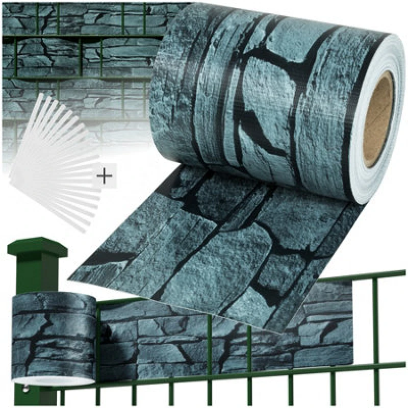 Image of Tectake Privacy Film - Double-Sided Print, Opaque And Tear-Resistant, Fastening Clips Included - 70 M Slate