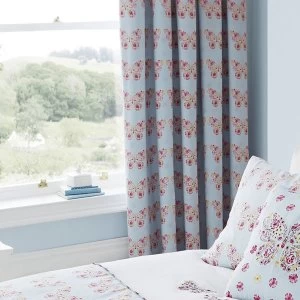 Image of Catherine Lansfield Embroidered Butterfly Eyelet Curtains - Duck Egg