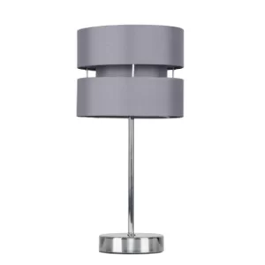 Image of Pinto Chrome Touch Table Lamp with Grey Shade