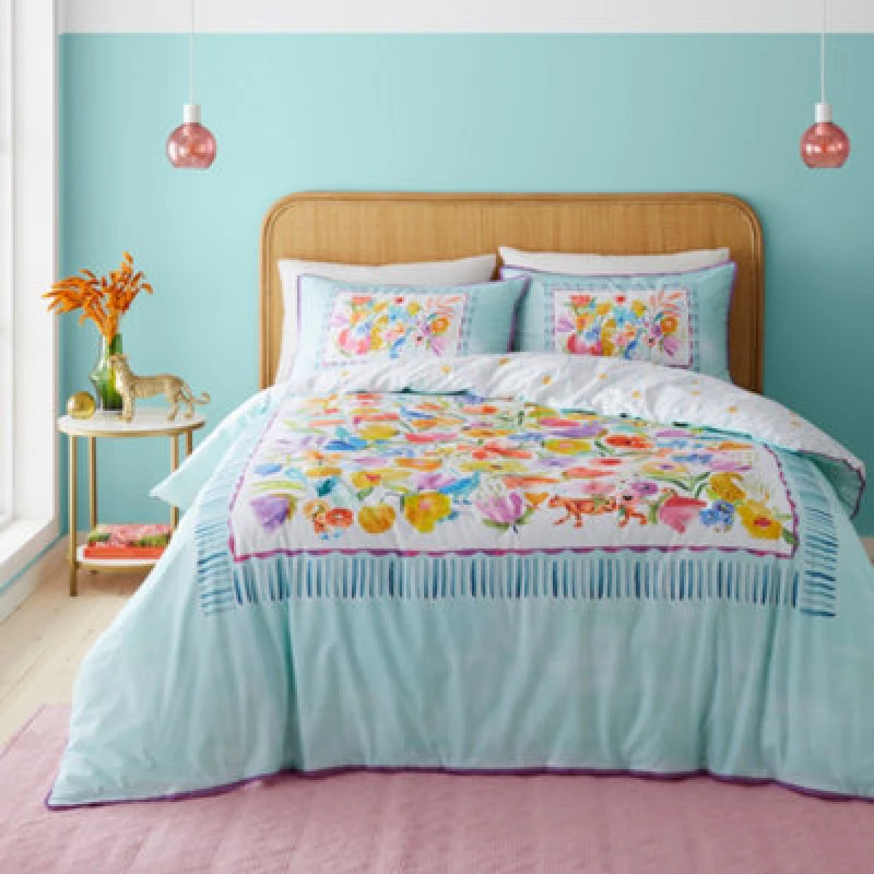 Image of Appletree Style Festival 100% Cotton Duvet Cover Set - Blue Blue Double