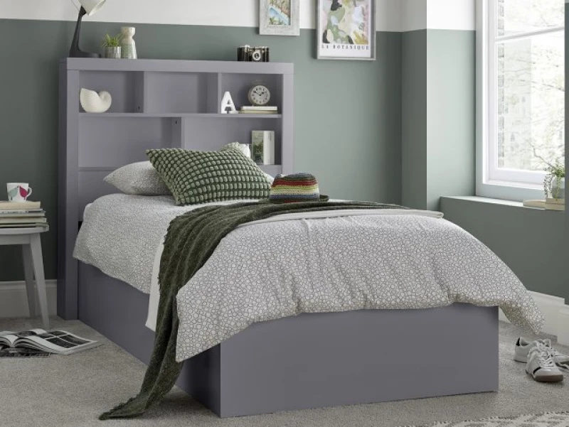 Image of Bedmaster Oscar Grey Wooden Ottoman Bed Frame - 3ft Single